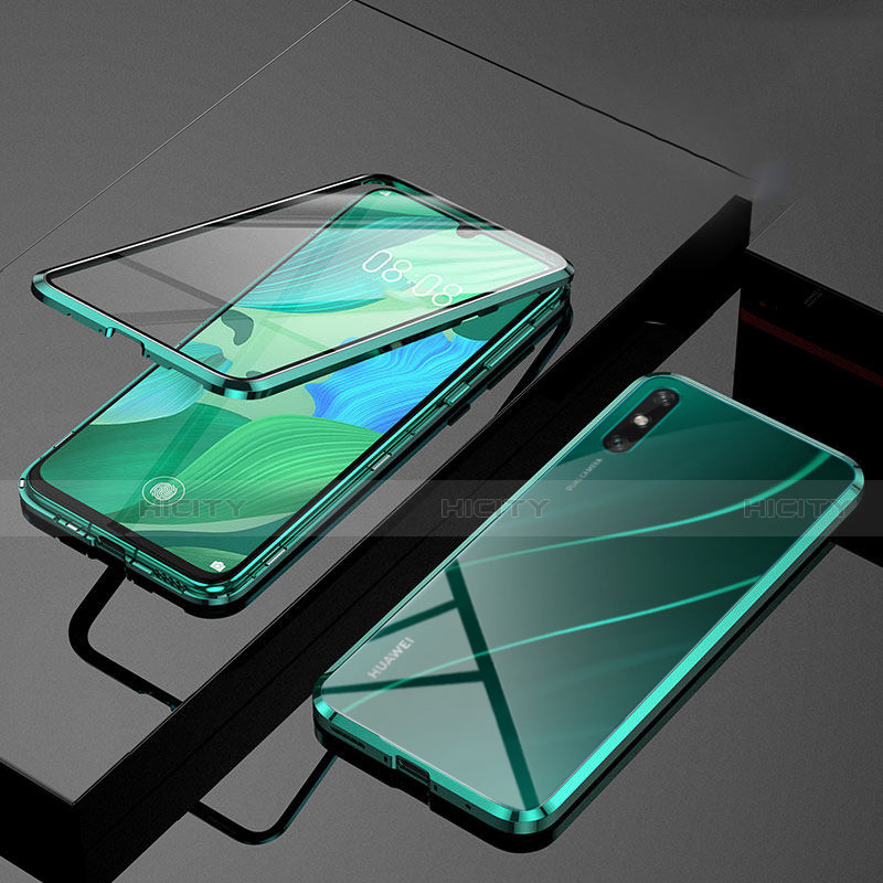 Funda Bumper Lujo Marco de Aluminio Espejo 360 Grados Carcasa M01 para Huawei Enjoy 10e Verde