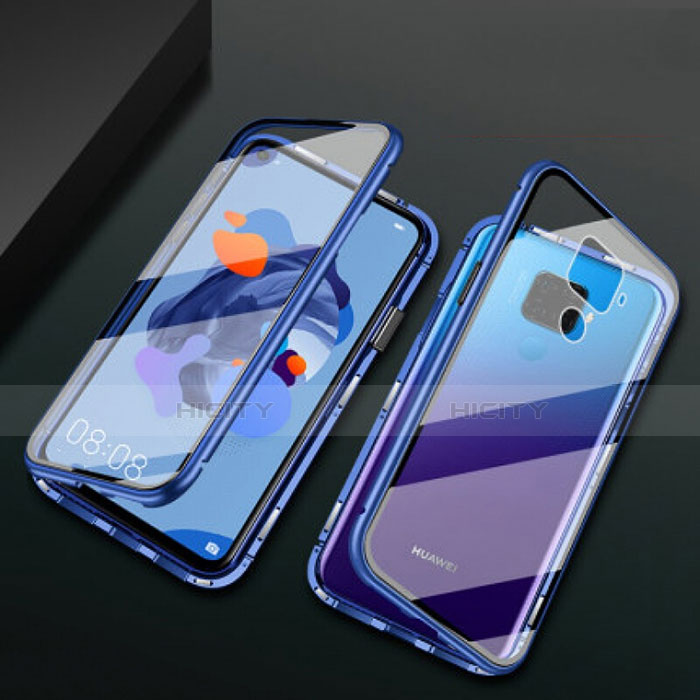 Funda Bumper Lujo Marco de Aluminio Espejo 360 Grados Carcasa M01 para Huawei Mate 30 Lite Azul