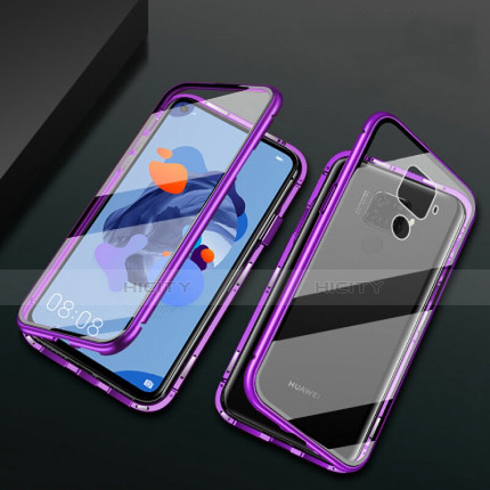 Funda Bumper Lujo Marco de Aluminio Espejo 360 Grados Carcasa M01 para Huawei Mate 30 Lite Morado