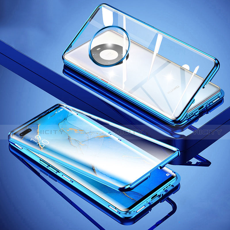 Funda Bumper Lujo Marco de Aluminio Espejo 360 Grados Carcasa M01 para Huawei Mate 40 Pro Azul