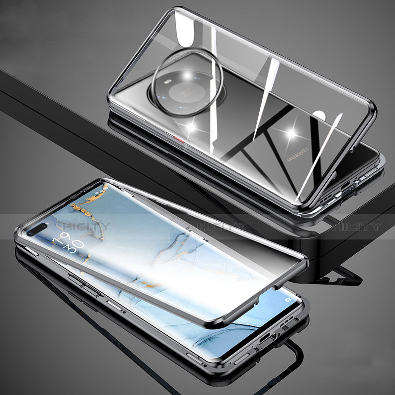 Funda Bumper Lujo Marco de Aluminio Espejo 360 Grados Carcasa M01 para Huawei Mate 40 Pro+ Plus Negro