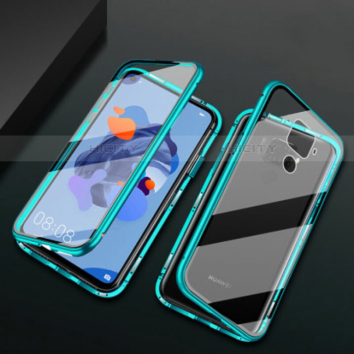 Funda Bumper Lujo Marco de Aluminio Espejo 360 Grados Carcasa M01 para Huawei Nova 5i Pro Verde