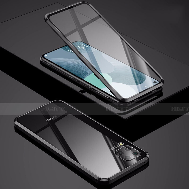 Funda Bumper Lujo Marco de Aluminio Espejo 360 Grados Carcasa M01 para Huawei Nova 7i Negro