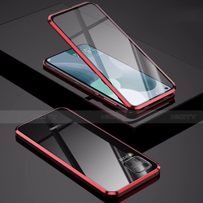 Funda Bumper Lujo Marco de Aluminio Espejo 360 Grados Carcasa M01 para Huawei P40 Lite Rojo