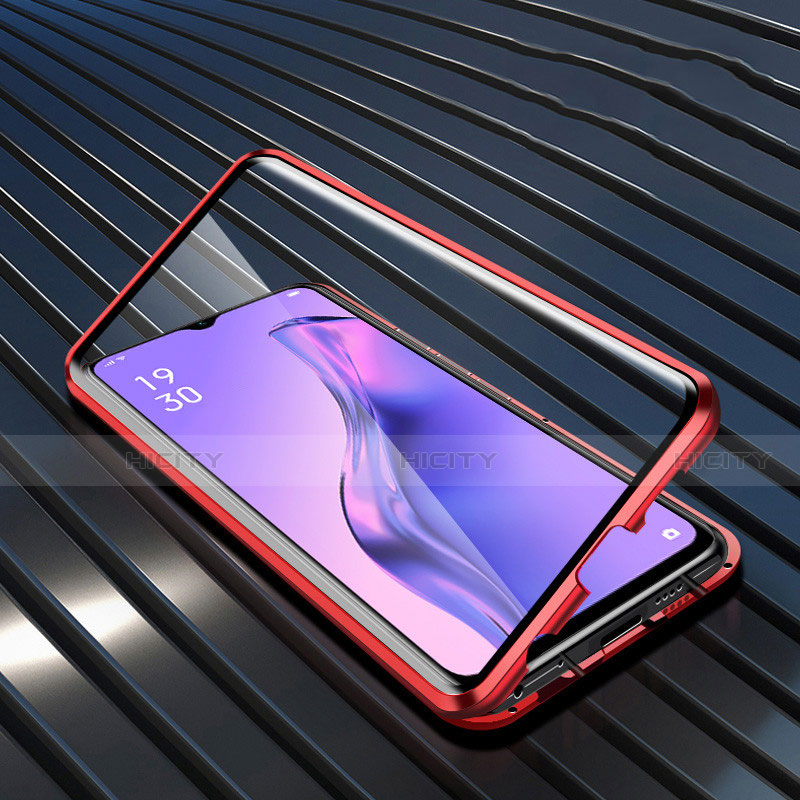 Funda Bumper Lujo Marco de Aluminio Espejo 360 Grados Carcasa M01 para Oppo A8 Rojo