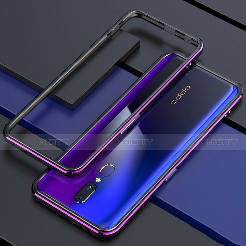 Funda Bumper Lujo Marco de Aluminio Espejo 360 Grados Carcasa M01 para Oppo A9X Morado