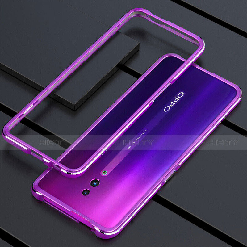 Funda Bumper Lujo Marco de Aluminio Espejo 360 Grados Carcasa M01 para Oppo Reno Morado