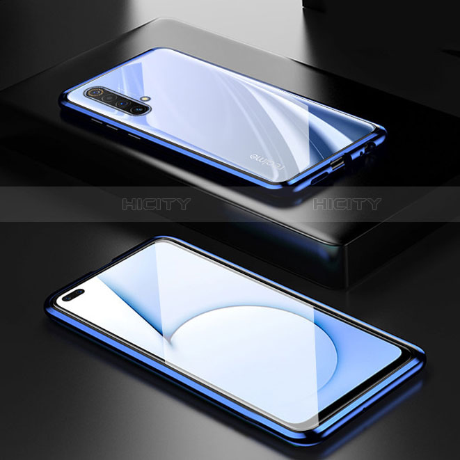 Funda Bumper Lujo Marco de Aluminio Espejo 360 Grados Carcasa M01 para Realme X3 SuperZoom Azul