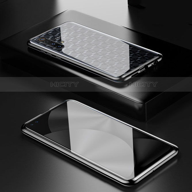 Funda Bumper Lujo Marco de Aluminio Espejo 360 Grados Carcasa M01 para Realme X50m 5G Negro