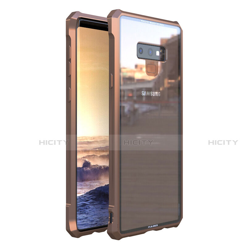 Funda Bumper Lujo Marco de Aluminio Espejo 360 Grados Carcasa M01 para Samsung Galaxy Note 9 Oro