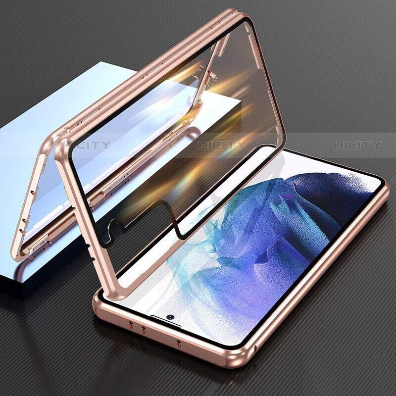 Funda Bumper Lujo Marco de Aluminio Espejo 360 Grados Carcasa M01 para Samsung Galaxy S22 Plus 5G Oro