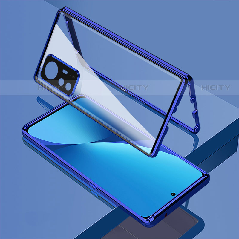 Funda Bumper Lujo Marco de Aluminio Espejo 360 Grados Carcasa M01 para Xiaomi Mi 12S Pro 5G Azul