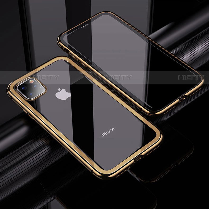 Funda Bumper Lujo Marco de Aluminio Espejo 360 Grados Carcasa M02 para Apple iPhone 11 Pro Max Oro