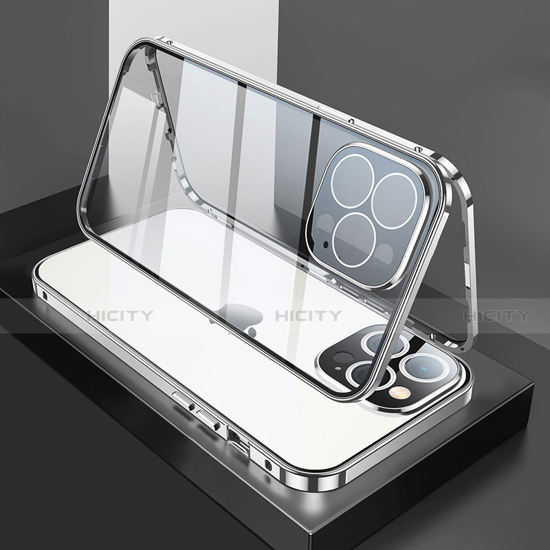 Funda Bumper Lujo Marco de Aluminio Espejo 360 Grados Carcasa M02 para Apple iPhone 13 Pro