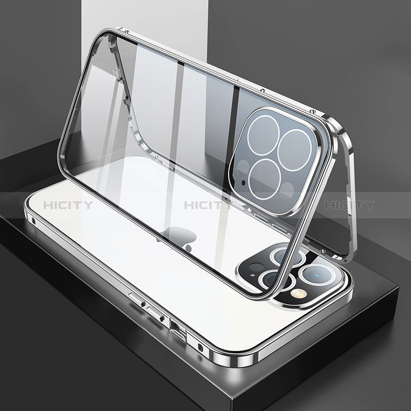Funda Bumper Lujo Marco de Aluminio Espejo 360 Grados Carcasa M02 para Apple iPhone 14 Pro