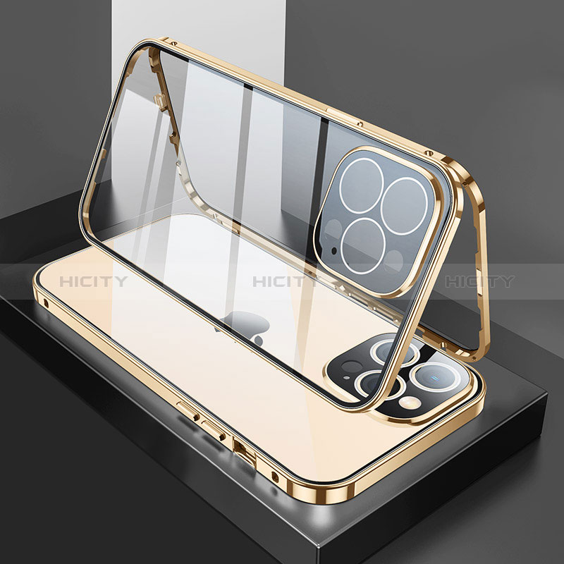 Funda Bumper Lujo Marco de Aluminio Espejo 360 Grados Carcasa M02 para Apple iPhone 14 Pro Max