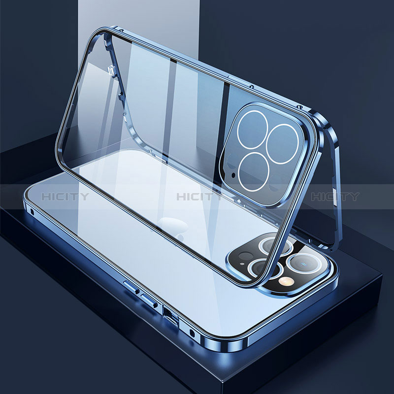Funda Bumper Lujo Marco de Aluminio Espejo 360 Grados Carcasa M02 para Apple iPhone 15 Pro Max