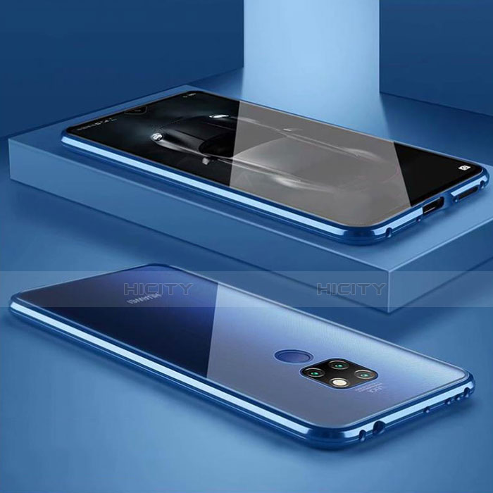 Funda Bumper Lujo Marco de Aluminio Espejo 360 Grados Carcasa M02 para Huawei Mate 30 Lite Azul