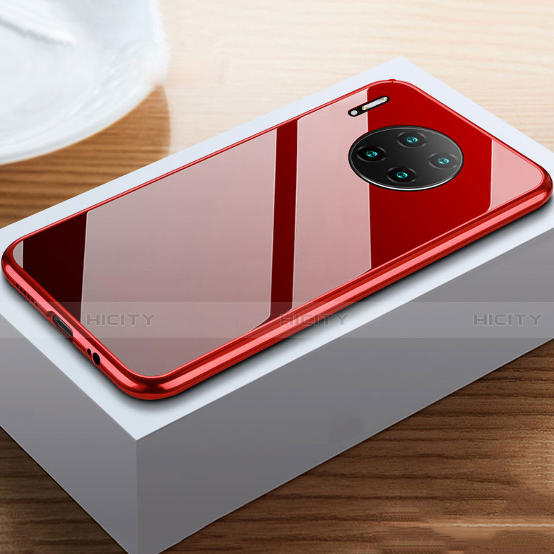 Funda Bumper Lujo Marco de Aluminio Espejo 360 Grados Carcasa M02 para Huawei Mate 30 Rojo Rosa