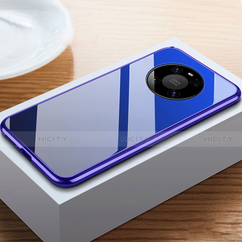 Funda Bumper Lujo Marco de Aluminio Espejo 360 Grados Carcasa M02 para Huawei Mate 40 Pro Azul