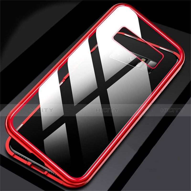 Funda Bumper Lujo Marco de Aluminio Espejo 360 Grados Carcasa M02 para Samsung Galaxy Note 8 Rojo