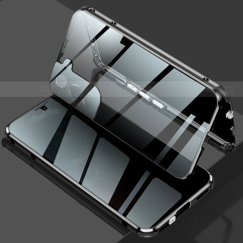Funda Bumper Lujo Marco de Aluminio Espejo 360 Grados Carcasa M02 para Samsung Galaxy S21 5G Negro