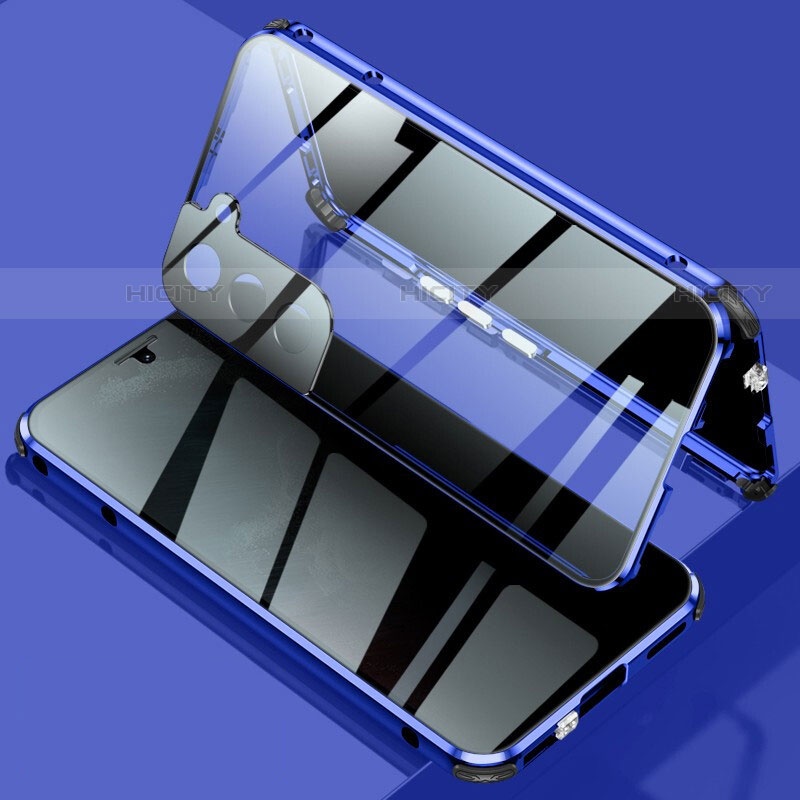 Funda Bumper Lujo Marco de Aluminio Espejo 360 Grados Carcasa M02 para Samsung Galaxy S21 Plus 5G Azul