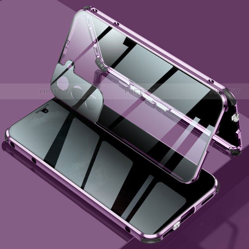 Funda Bumper Lujo Marco de Aluminio Espejo 360 Grados Carcasa M02 para Samsung Galaxy S21 Plus 5G Morado