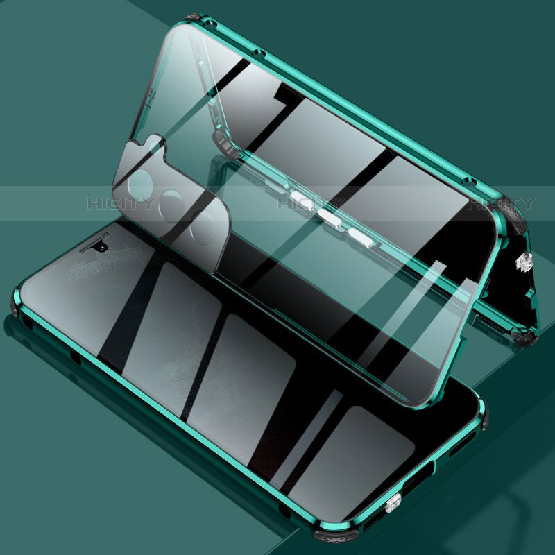 Funda Bumper Lujo Marco de Aluminio Espejo 360 Grados Carcasa M02 para Samsung Galaxy S21 Plus 5G Verde