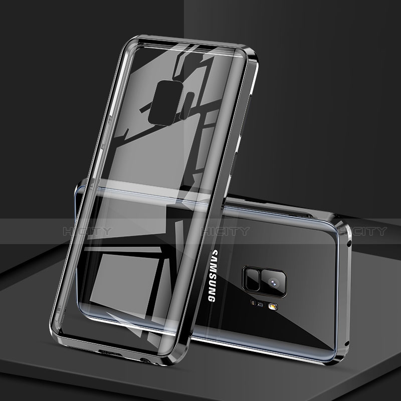 Funda Bumper Lujo Marco de Aluminio Espejo 360 Grados Carcasa M02 para Samsung Galaxy S9 Negro