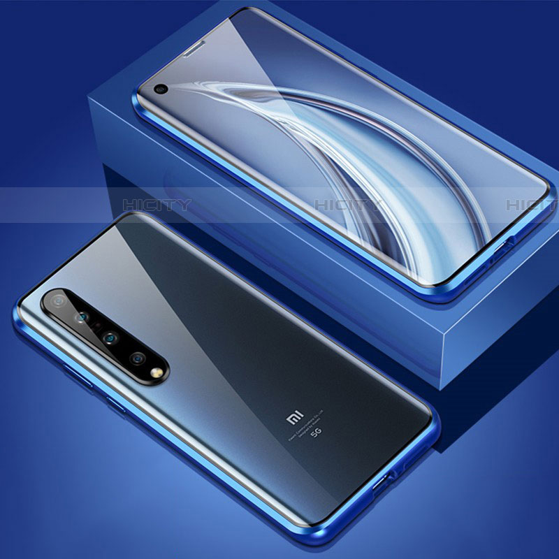 Funda Bumper Lujo Marco de Aluminio Espejo 360 Grados Carcasa M02 para Xiaomi Mi 10 Pro Azul