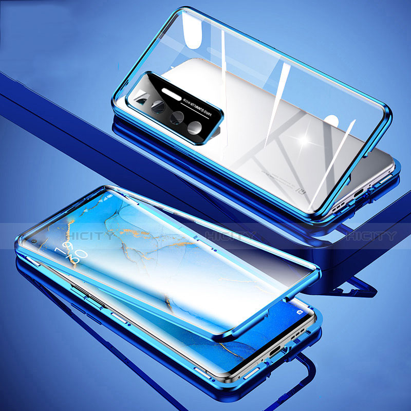 Funda Bumper Lujo Marco de Aluminio Espejo 360 Grados Carcasa M02 para Xiaomi Mi 10 Ultra Azul