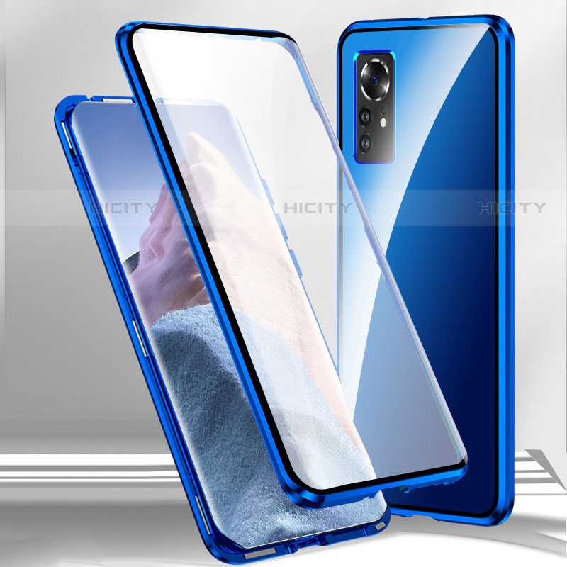 Funda Bumper Lujo Marco de Aluminio Espejo 360 Grados Carcasa M02 para Xiaomi Mi 12 Pro 5G Azul