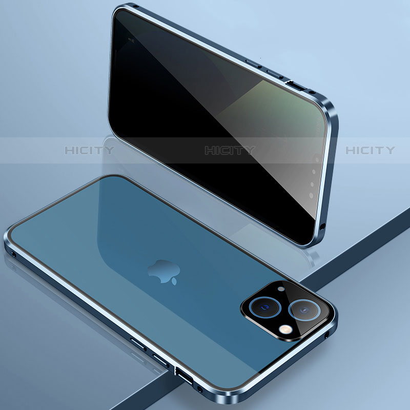 Funda Bumper Lujo Marco de Aluminio Espejo 360 Grados Carcasa M03 para Apple iPhone 14 Plus