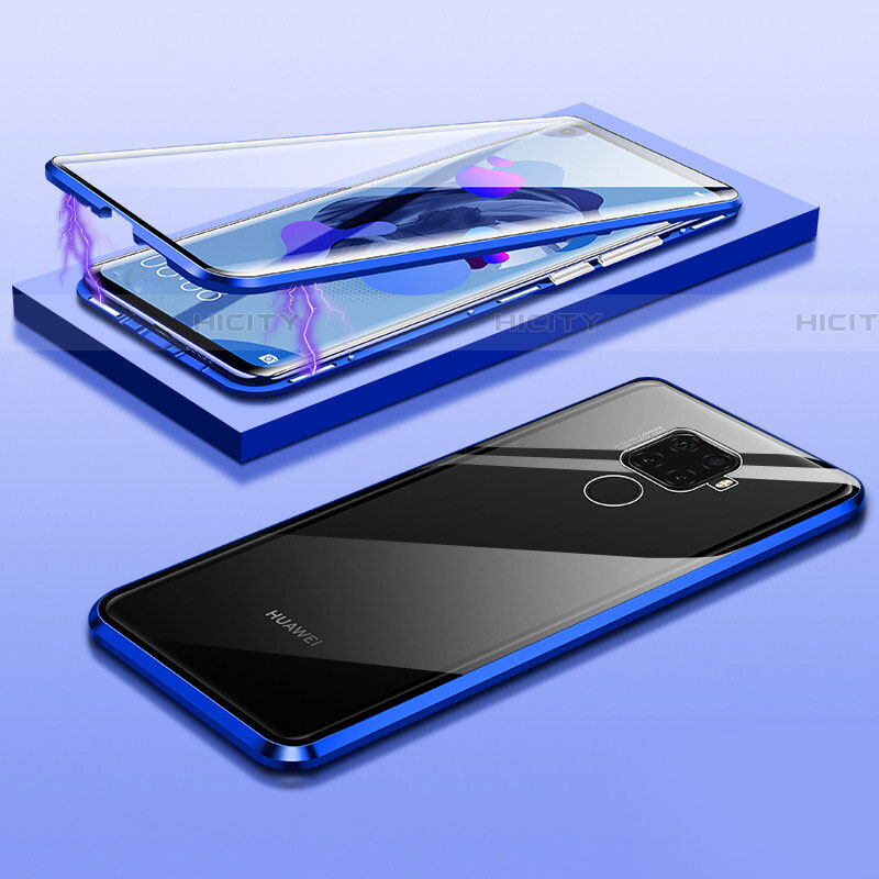 Funda Bumper Lujo Marco de Aluminio Espejo 360 Grados Carcasa M03 para Huawei Nova 5z Azul