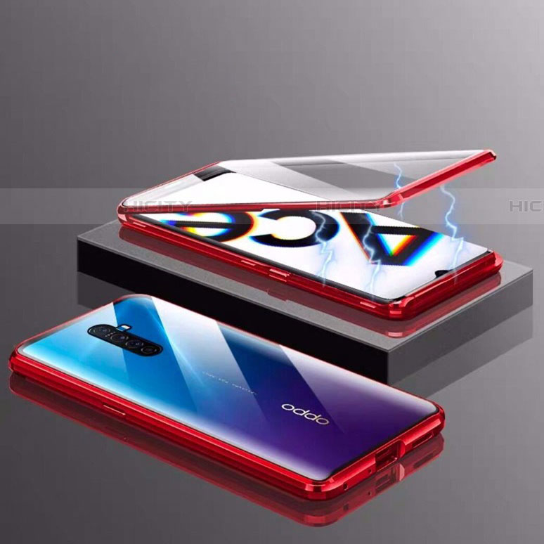 Funda Bumper Lujo Marco de Aluminio Espejo 360 Grados Carcasa M03 para Realme X2 Pro Rojo