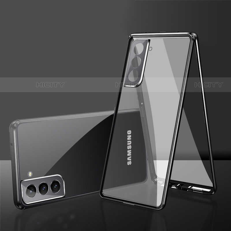 Funda Bumper Lujo Marco de Aluminio Espejo 360 Grados Carcasa M03 para Samsung Galaxy S21 5G Negro