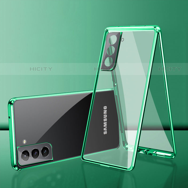 Funda Bumper Lujo Marco de Aluminio Espejo 360 Grados Carcasa M03 para Samsung Galaxy S22 Plus 5G Verde