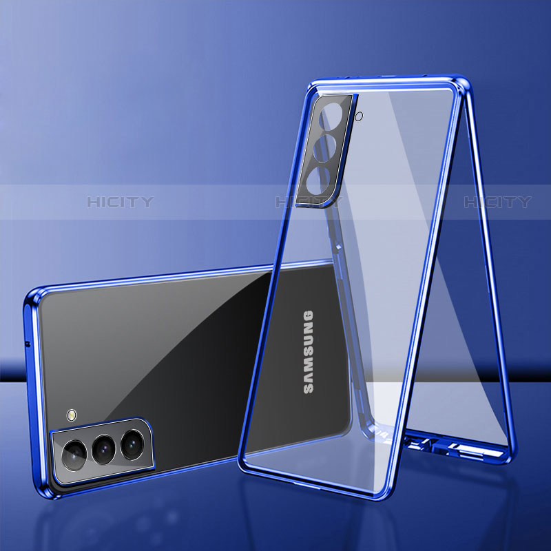 Funda Bumper Lujo Marco de Aluminio Espejo 360 Grados Carcasa M03 para Samsung Galaxy S23 5G Azul