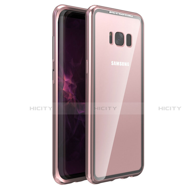 Funda Bumper Lujo Marco de Aluminio Espejo 360 Grados Carcasa M03 para Samsung Galaxy S8 Oro Rosa