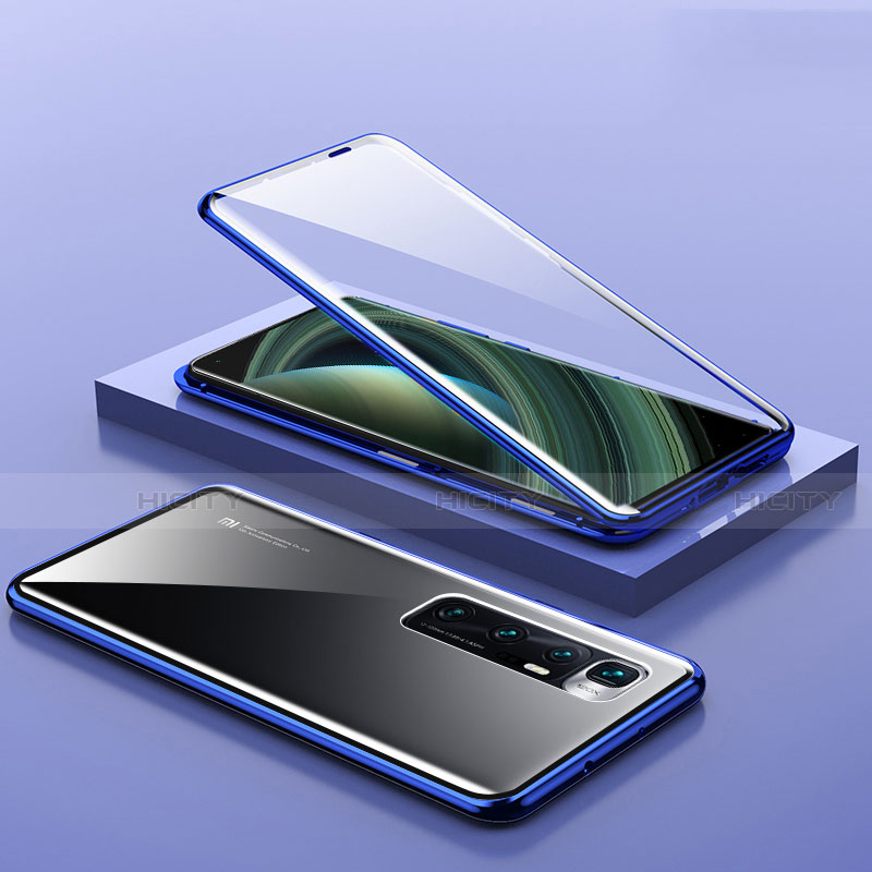 Funda Bumper Lujo Marco de Aluminio Espejo 360 Grados Carcasa M03 para Xiaomi Mi 10 Ultra Azul