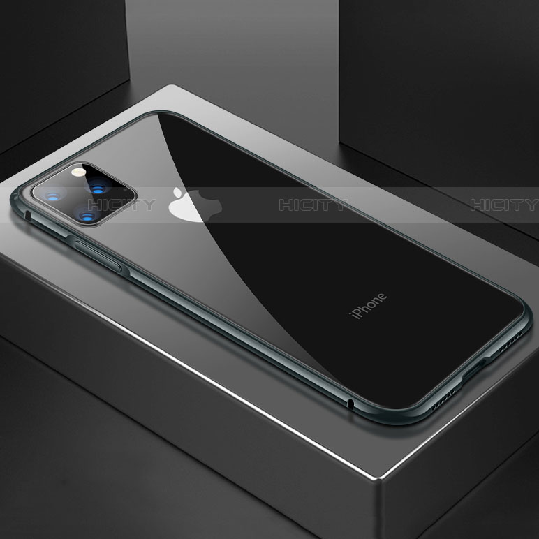 Funda Bumper Lujo Marco de Aluminio Espejo 360 Grados Carcasa M04 para Apple iPhone 11 Pro Max Negro