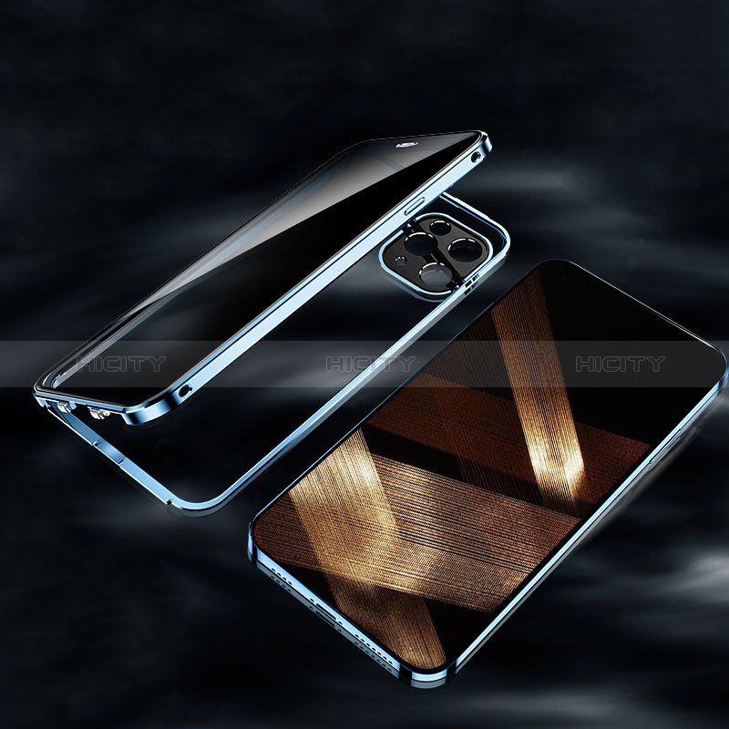 Funda Bumper Lujo Marco de Aluminio Espejo 360 Grados Carcasa M04 para Apple iPhone 14 Pro