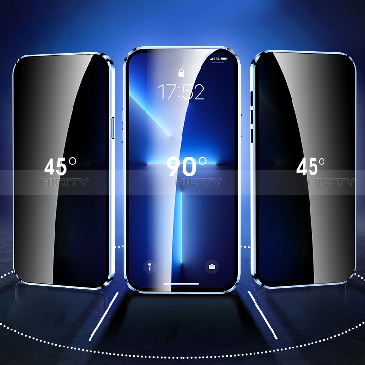 Funda Bumper Lujo Marco de Aluminio Espejo 360 Grados Carcasa M04 para Apple iPhone 15 Pro Max