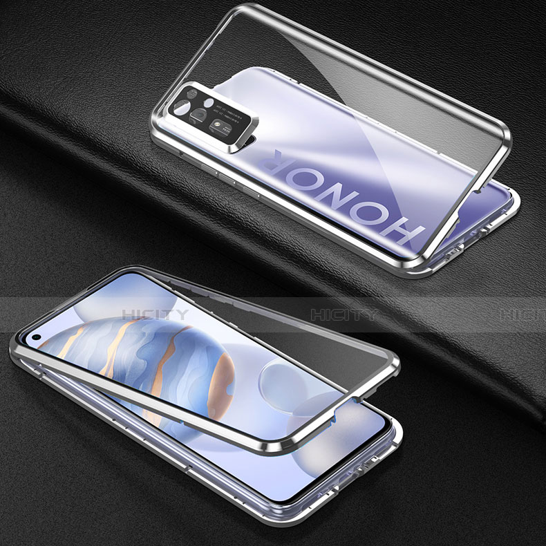 Funda Bumper Lujo Marco de Aluminio Espejo 360 Grados Carcasa M04 para Huawei Honor 30 Plata