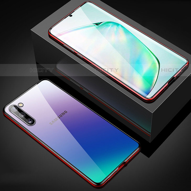 Funda Bumper Lujo Marco de Aluminio Espejo 360 Grados Carcasa M04 para Samsung Galaxy Note 10 5G Rojo