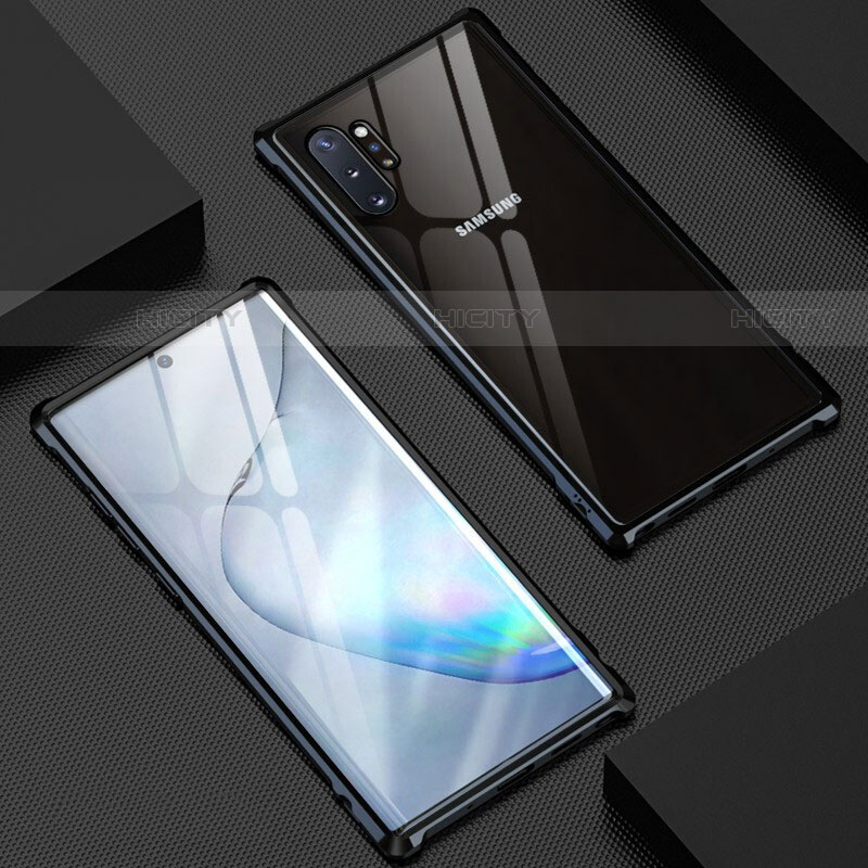Funda Bumper Lujo Marco de Aluminio Espejo 360 Grados Carcasa M04 para Samsung Galaxy Note 10 Plus 5G Negro