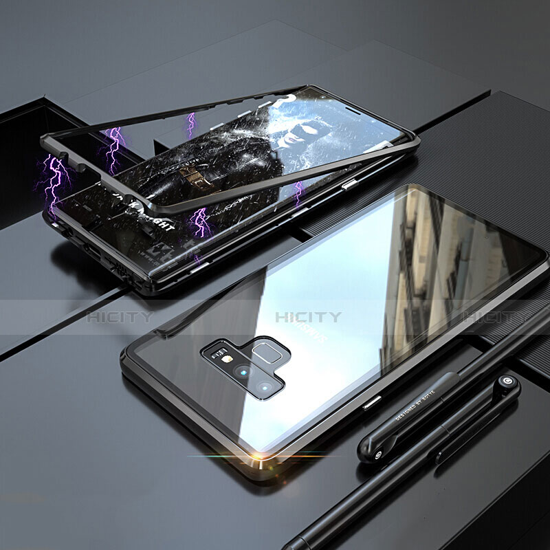Funda Bumper Lujo Marco de Aluminio Espejo 360 Grados Carcasa M04 para Samsung Galaxy Note 9 Negro