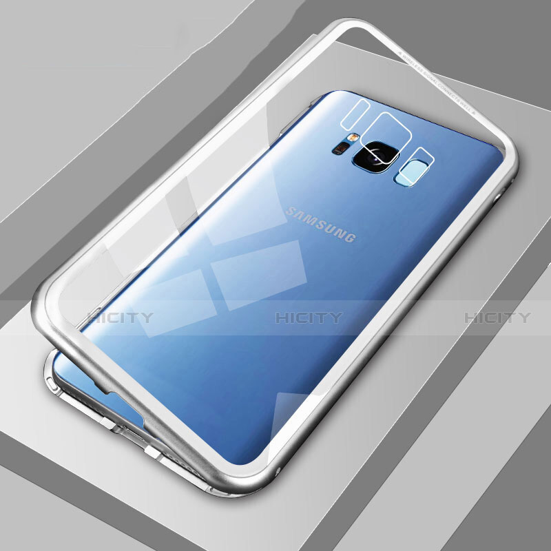 Funda Bumper Lujo Marco de Aluminio Espejo 360 Grados Carcasa M04 para Samsung Galaxy S8 Plata