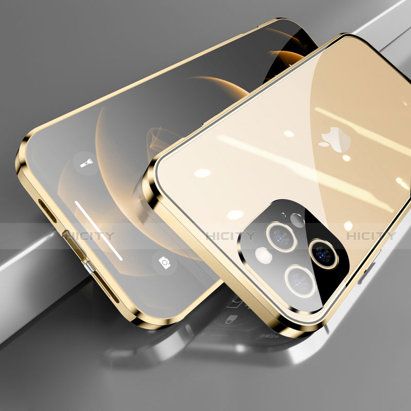 Funda Bumper Lujo Marco de Aluminio Espejo 360 Grados Carcasa M05 para Apple iPhone 13 Pro